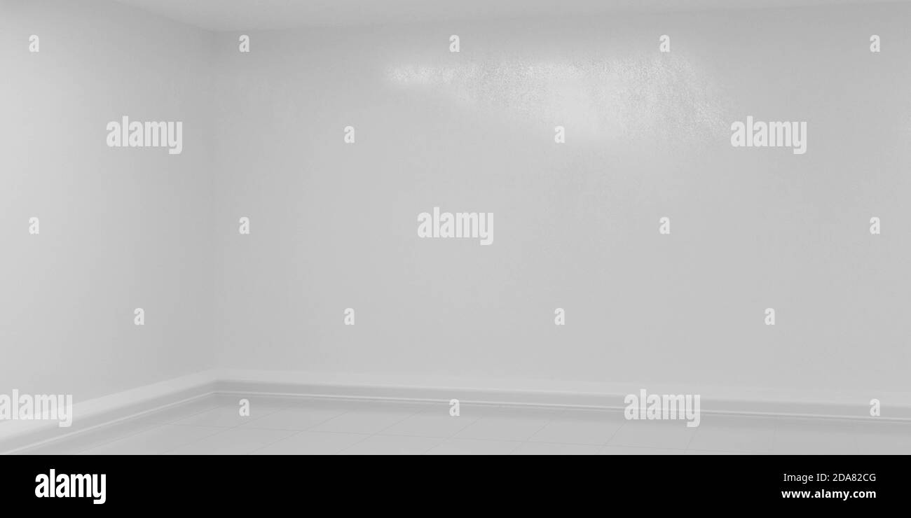 white concrete wall room corner background 3d render illustration Stock