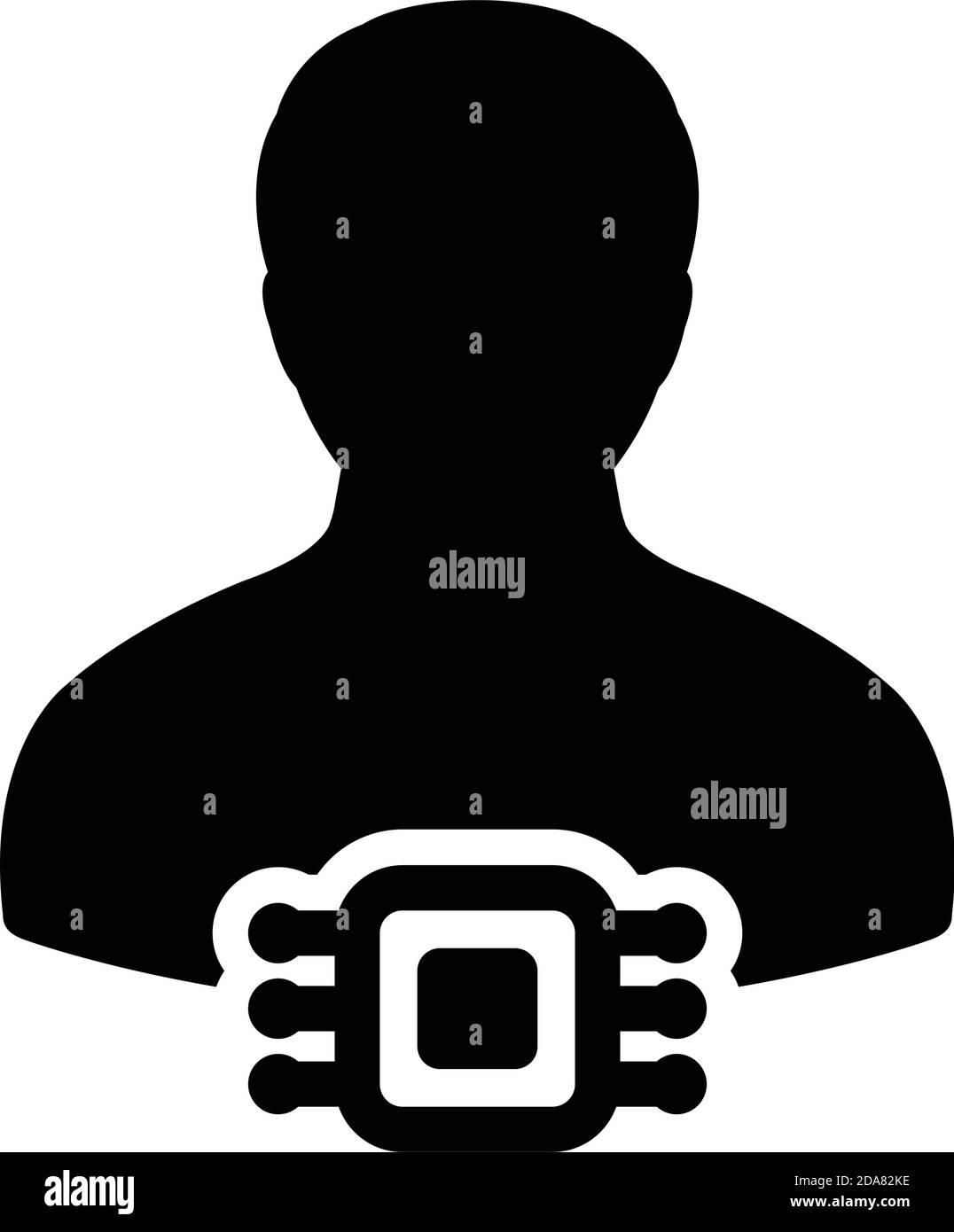 Human RFID chip icon vector for RFID implant with male user person ...