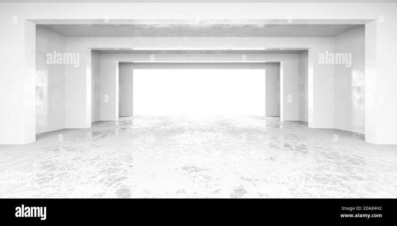 abstract white architecture hall tunnel 3d render illustration white ...