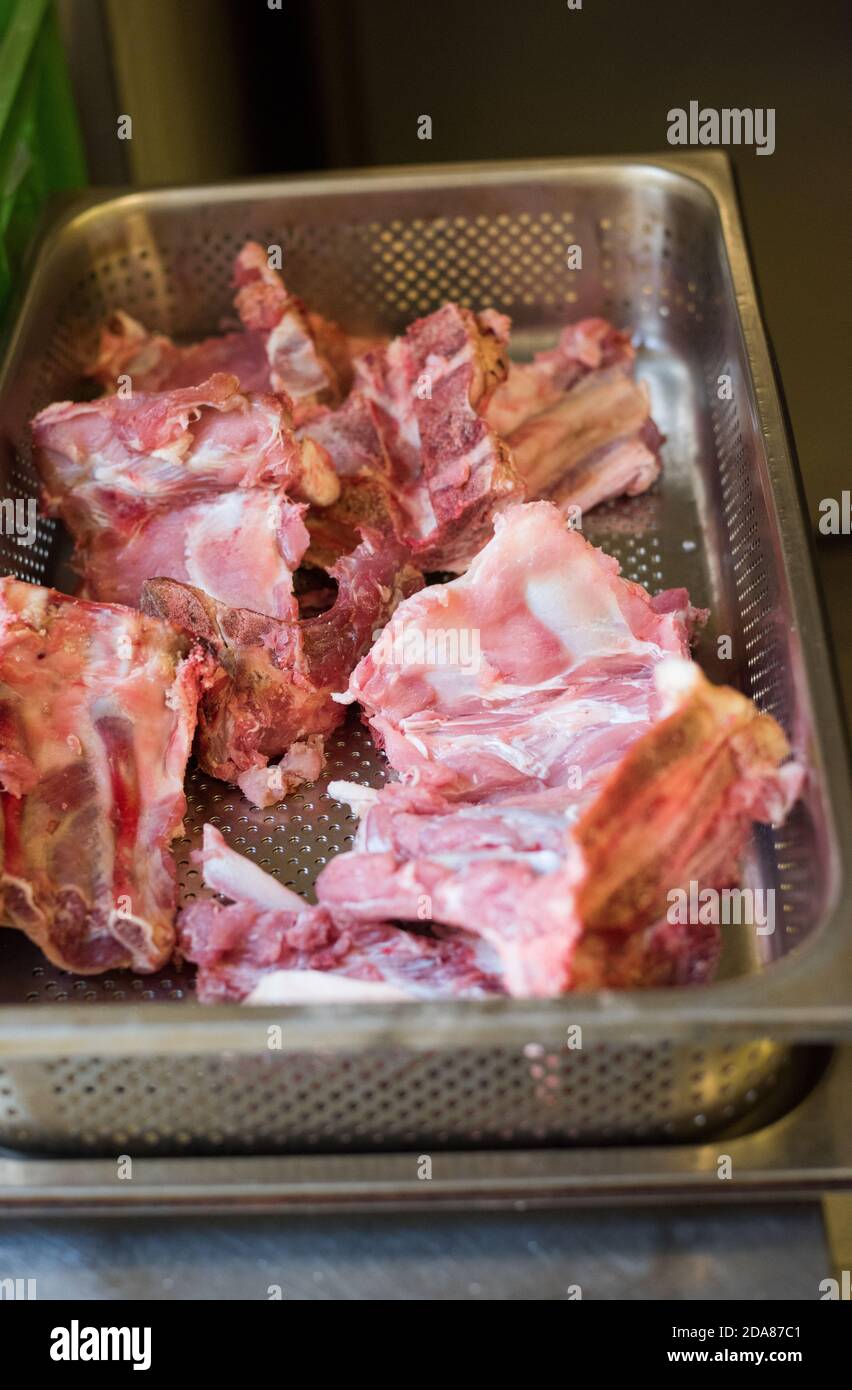 Bones of lamb and veal meat for making meat broth bouillon Stock Photo