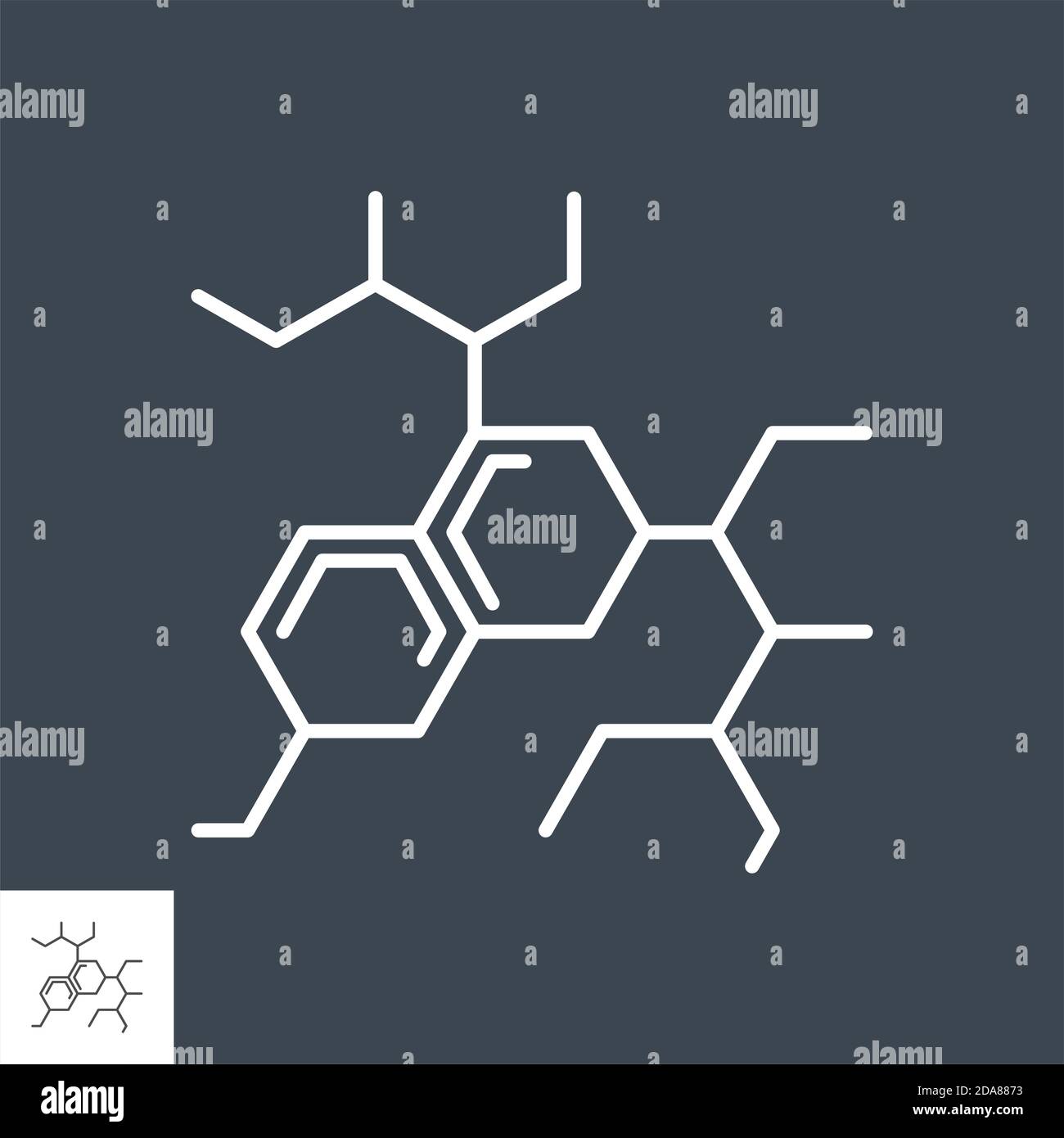 Molecule related vector thin line icon. Stock Vector