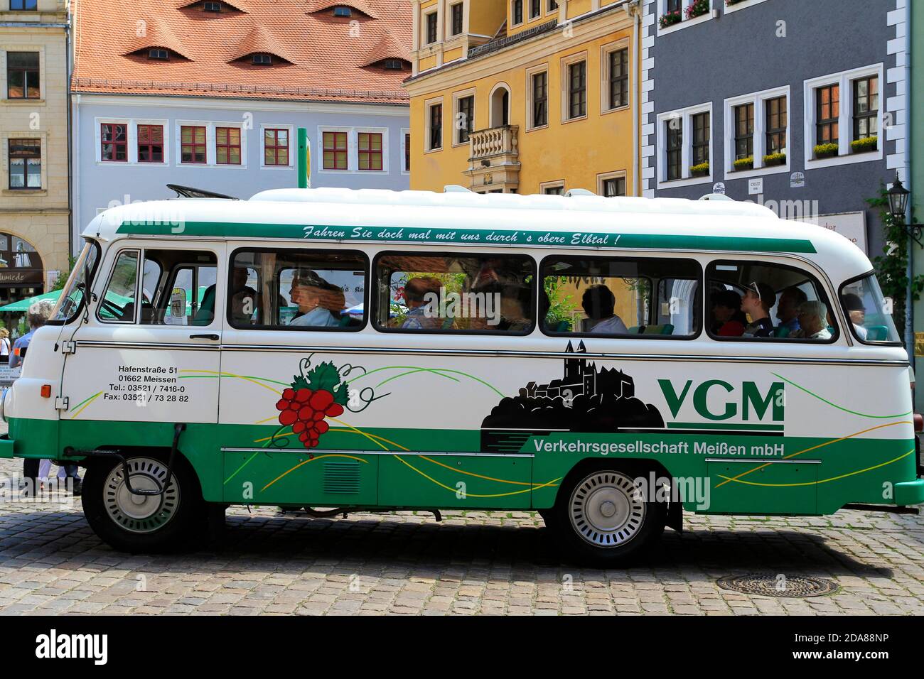 Vintage Bus in Meissen, Saxony, Germany, Europe Stock Photo