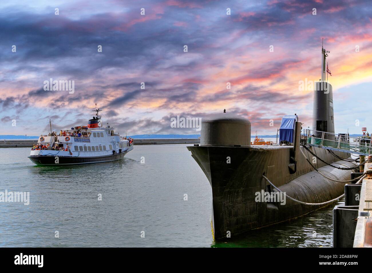 U-boat in the harbour, Sassnitz, Ruegen Island, Mecklenburg-Western Pomerania, Germany, Europe Stock Photo