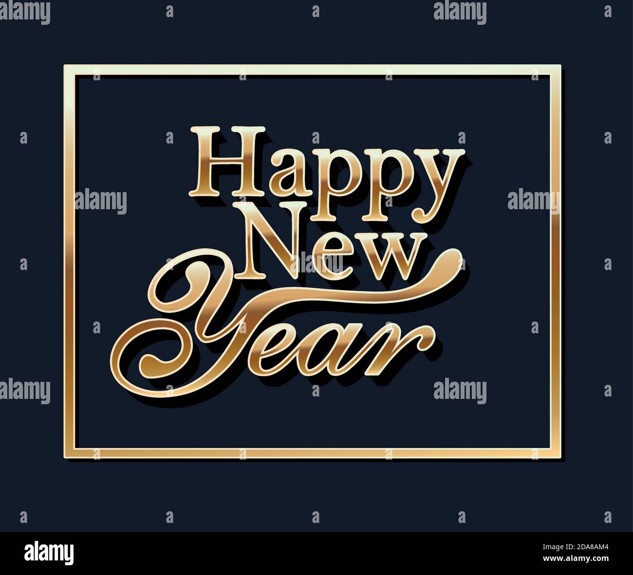 happy new year in shiny gold lettering over black background Stock ...