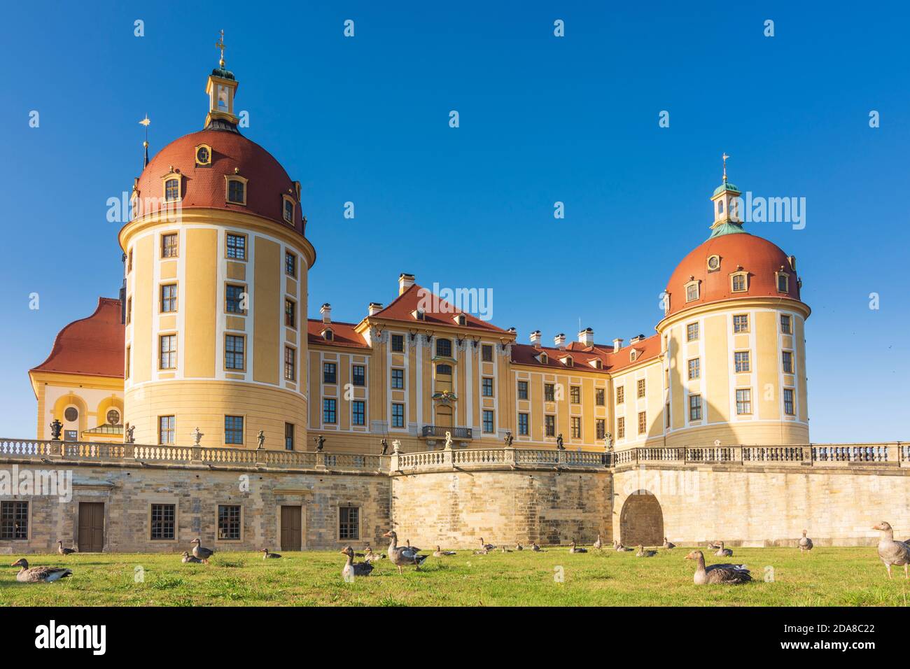 Moritzburg: Schloss Moritzburg Castle, Moritzburger Teiche, Moritzburg Ponds, Sachsen, Saxony, Germany Stock Photo
