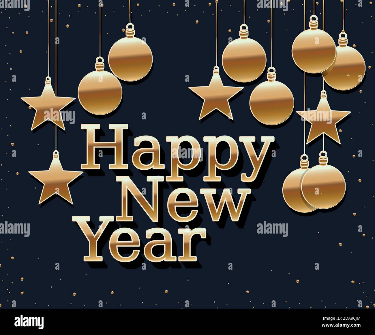 happy new year in shiny gold letters over black background Stock Vector ...