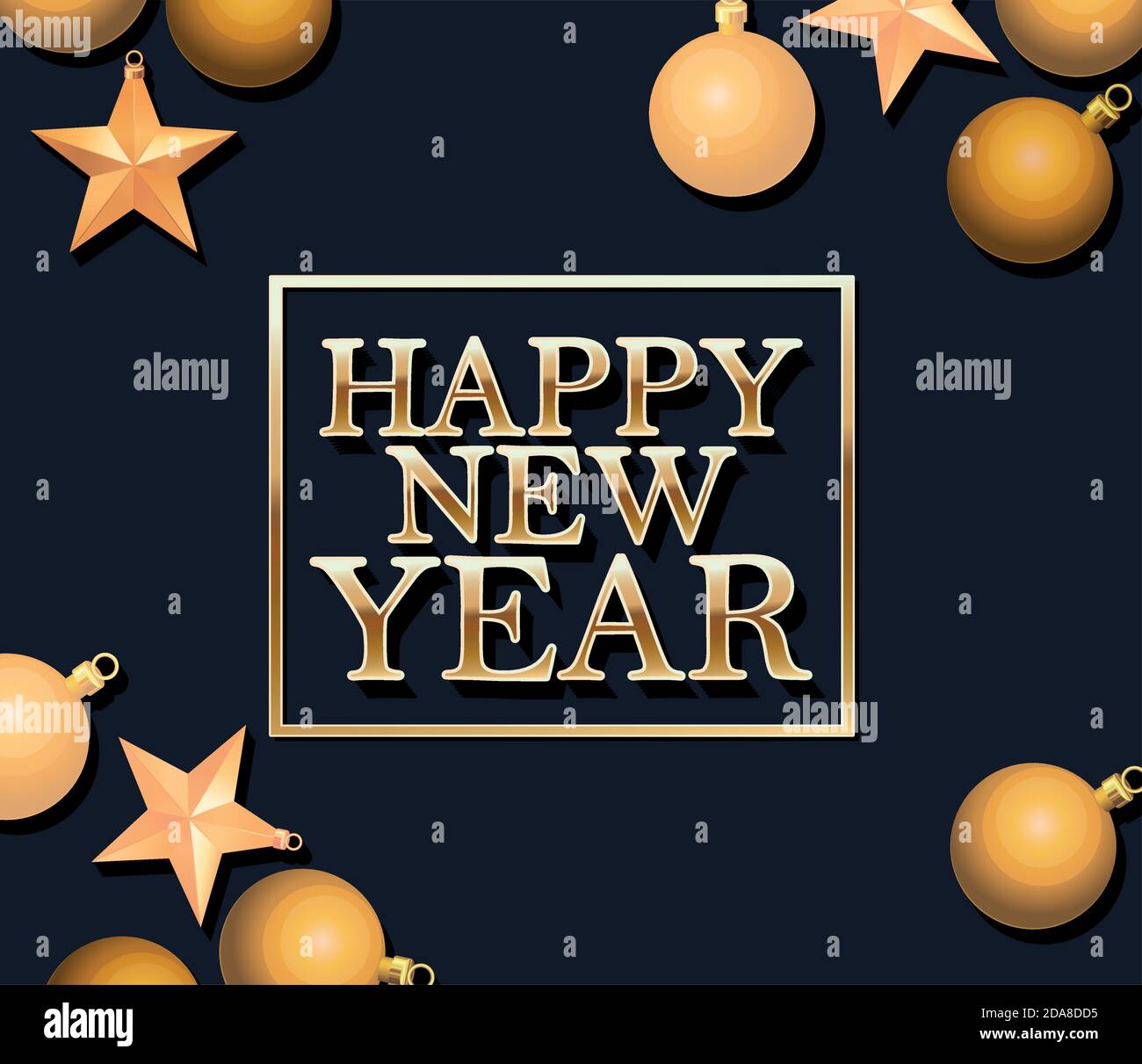happy new year in shiny gold letters in black background Stock Vector ...