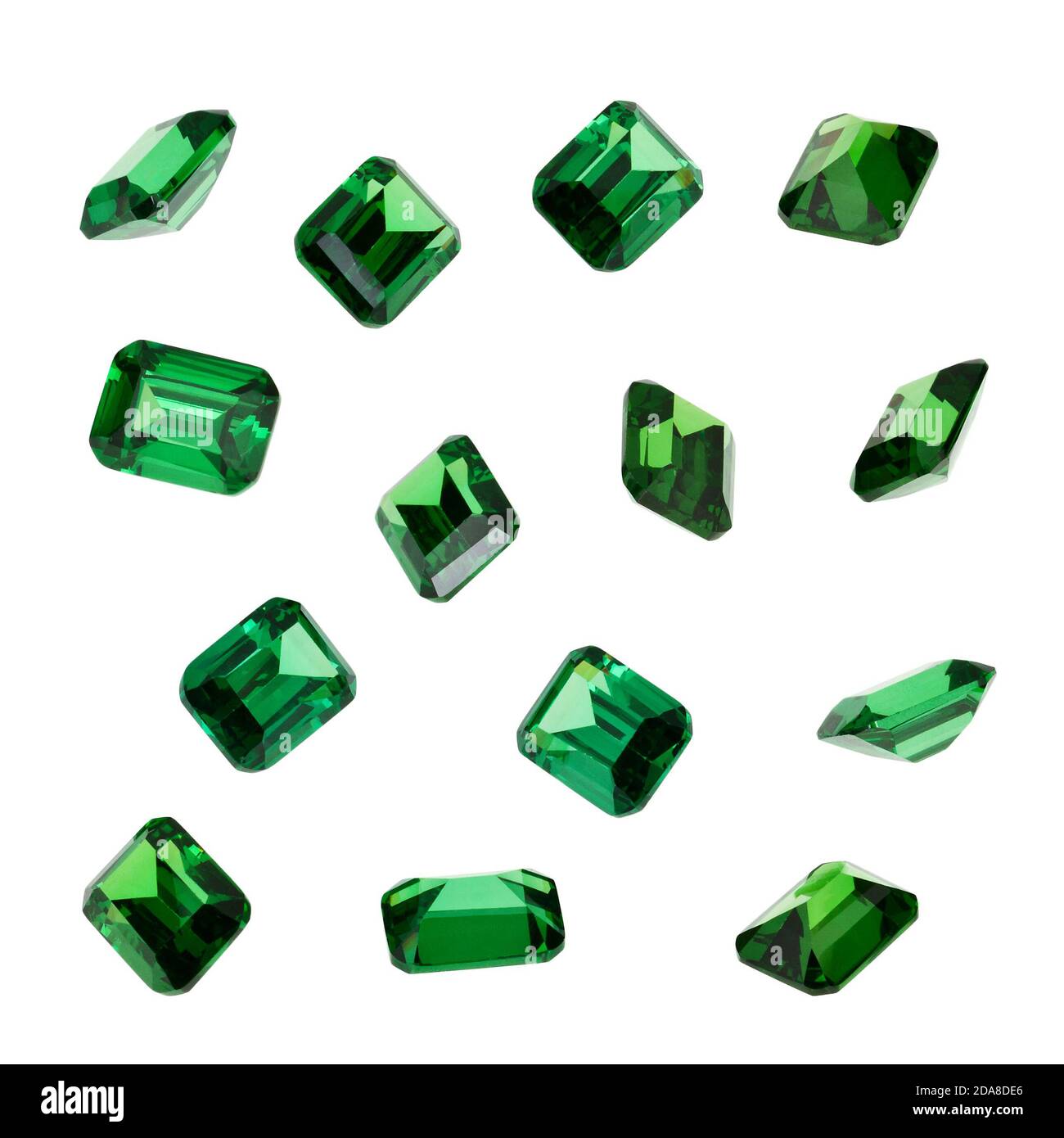 Green emerald gemstones isolated on white background Stock Photo Alamy