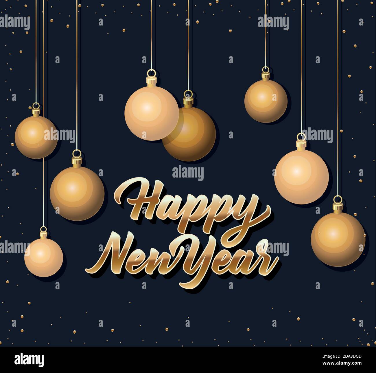 happy new year in shiny gold lettering in black background Stock Vector ...