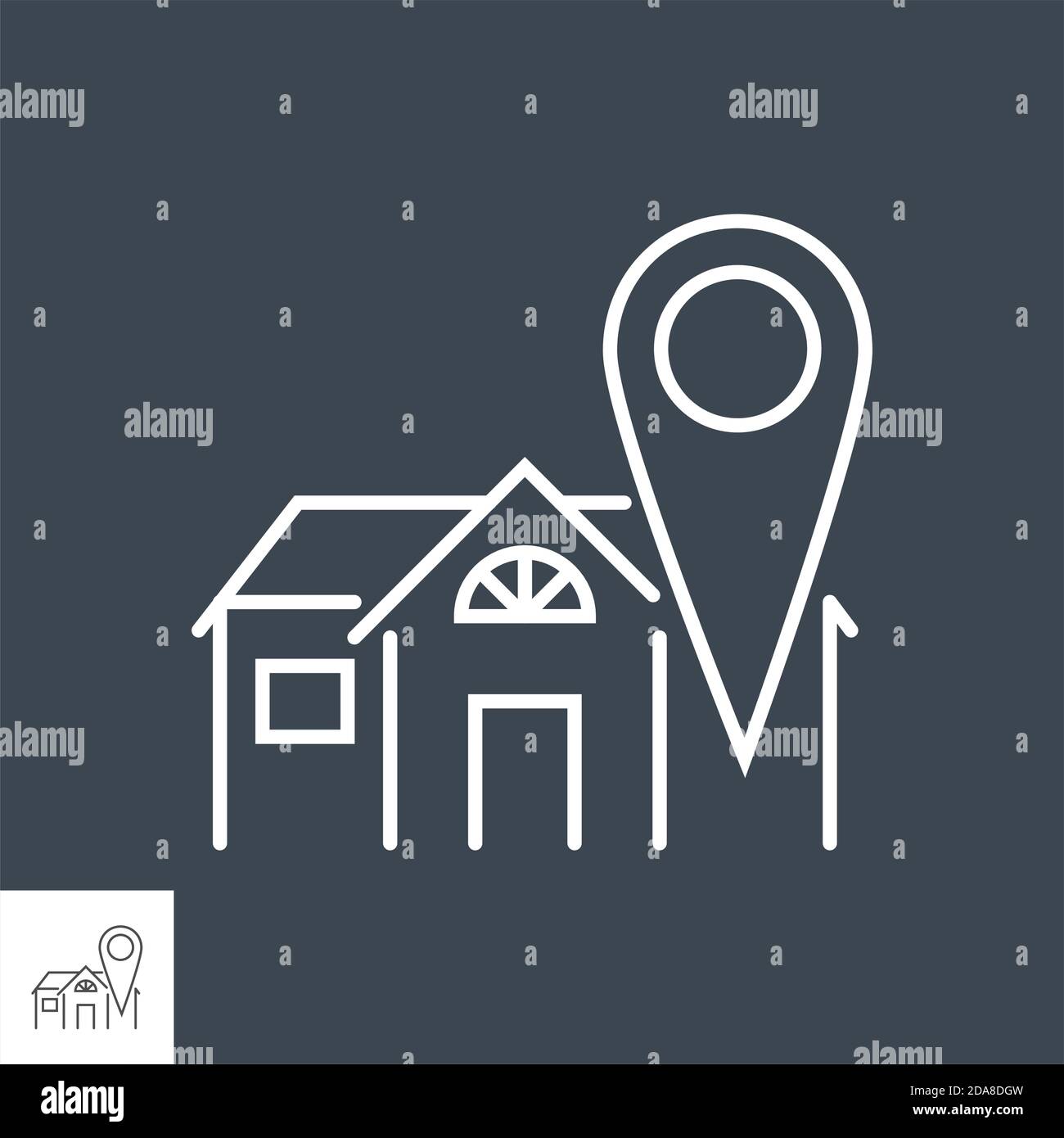 Stay Home related vector thin line icon. Stock Vector