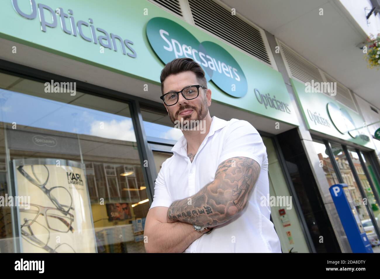 Mark Roche, 32, chosen out of hundreds of people across the Midlands as a regional finalist for the title of Specsavers Spectacle Wearer of the Year. Stock Photo