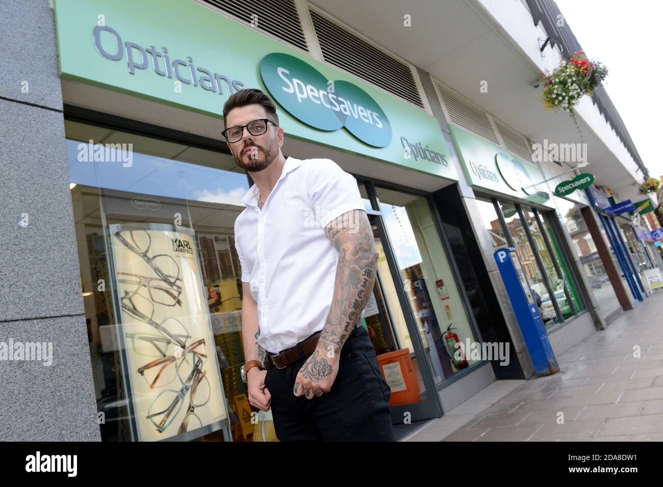 Mark Roche, 32, chosen out of hundreds of people across the Midlands as a regional finalist for the title of Specsavers Spectacle Wearer of the Year. Stock Photo