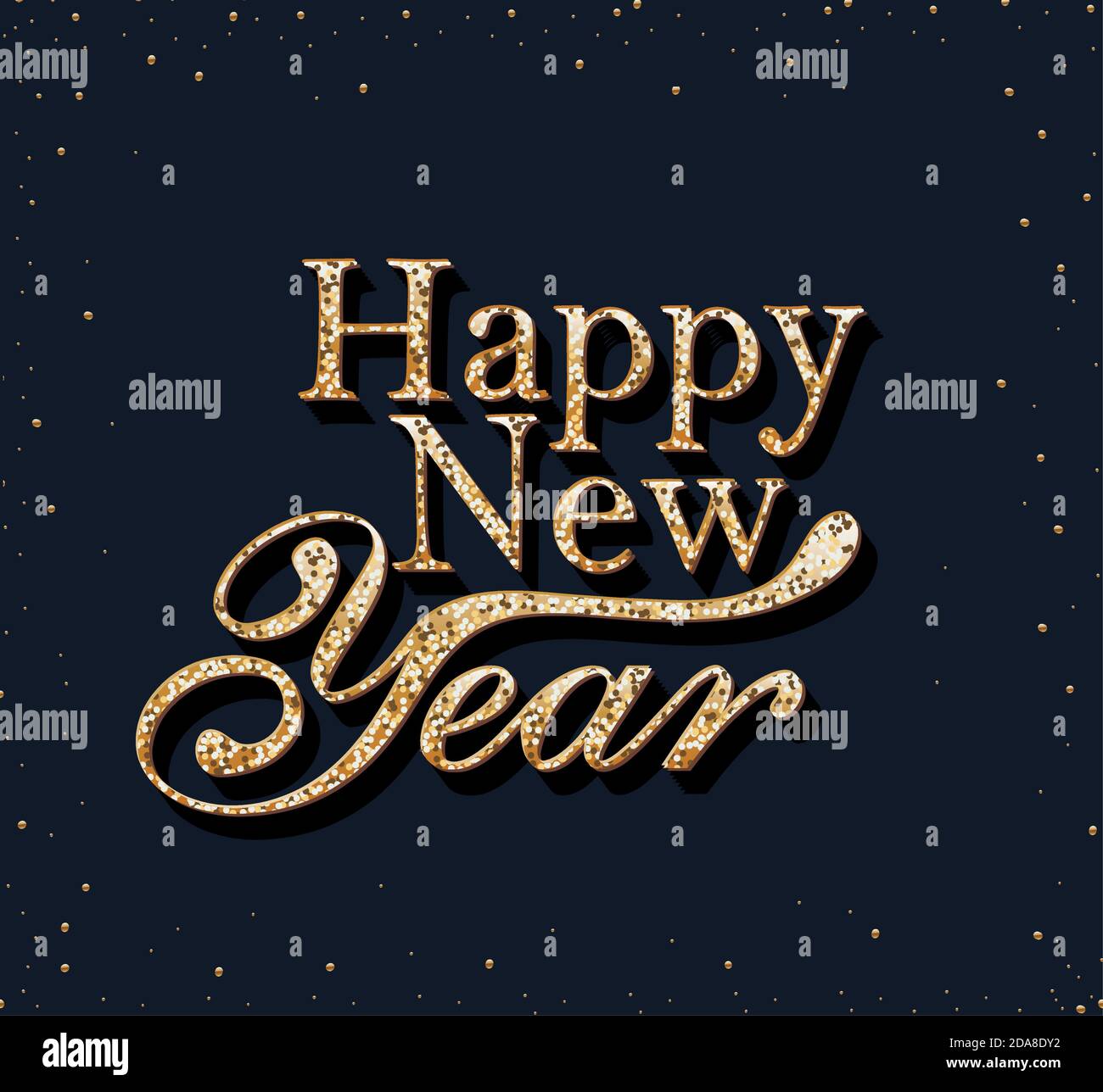 happy new year in golden lettering over blak background Stock Vector ...