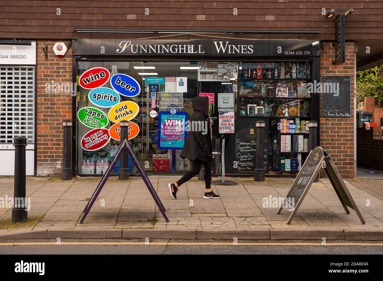 Sunninghill, Berkshire, UK. 10th November, 2020. Off licences are allowed to open by law during the Covid-19 Coronavirus lockdown 2, however, it has been reported that some people are drinking in excess of safe limits during the Covid-19 Pandemic. Credit: Maureen McLean/Alamy Stock Photo