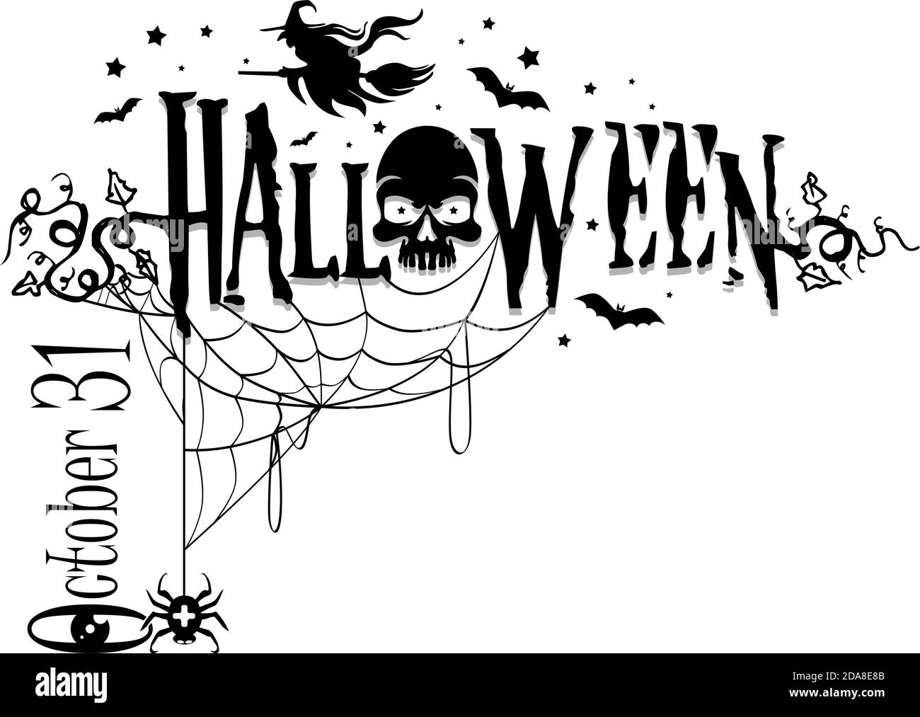 Halloween poster - angular design element with horror elements Stock Vector