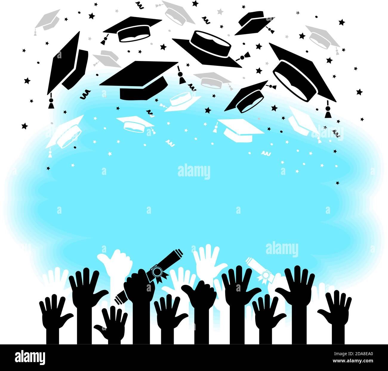 Graduation ceremony, education and people concept, students throwing