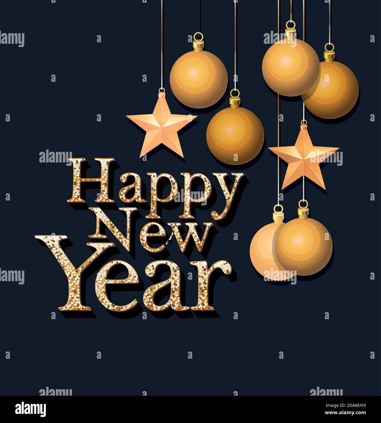 happy new year lettering of golden color over black background Stock ...