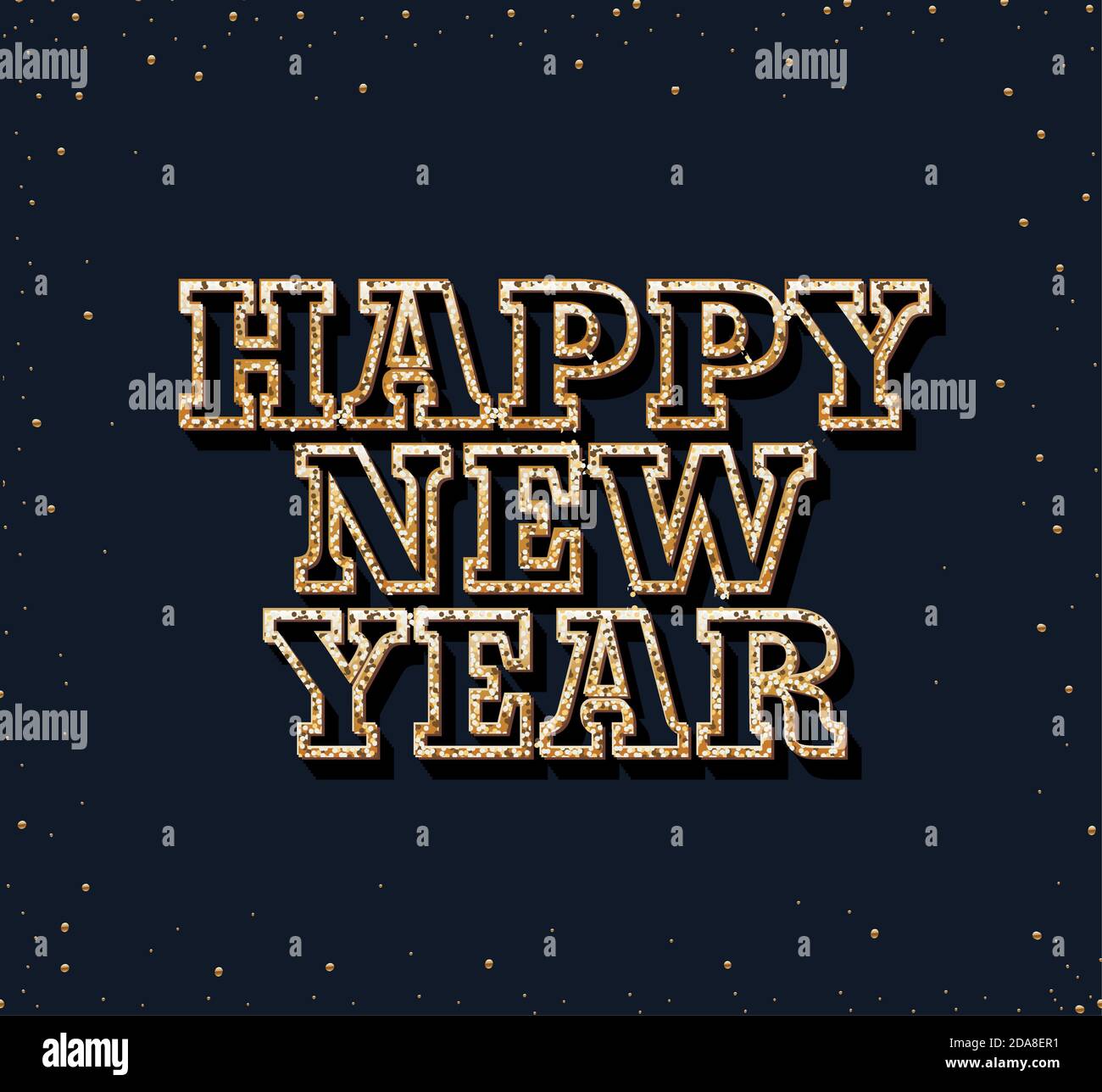 happy new year lettering of golden color in black background Stock ...