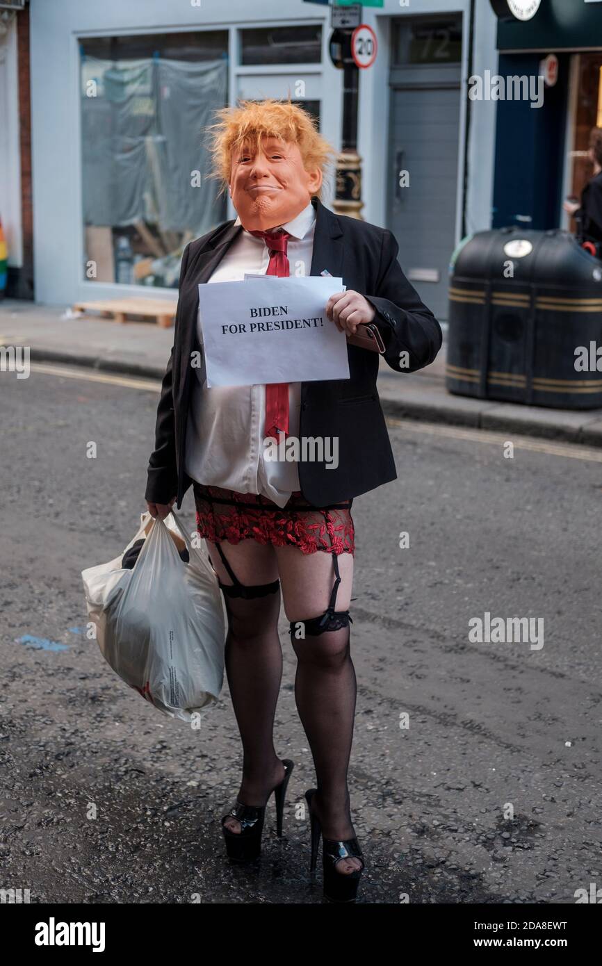 Biden Supporter  during 2020 US  election, Soho,London Stock Photo