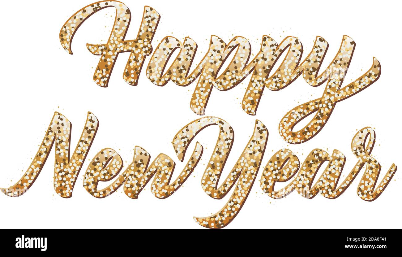 happy new year in gold harvest lettering over white background Stock ...