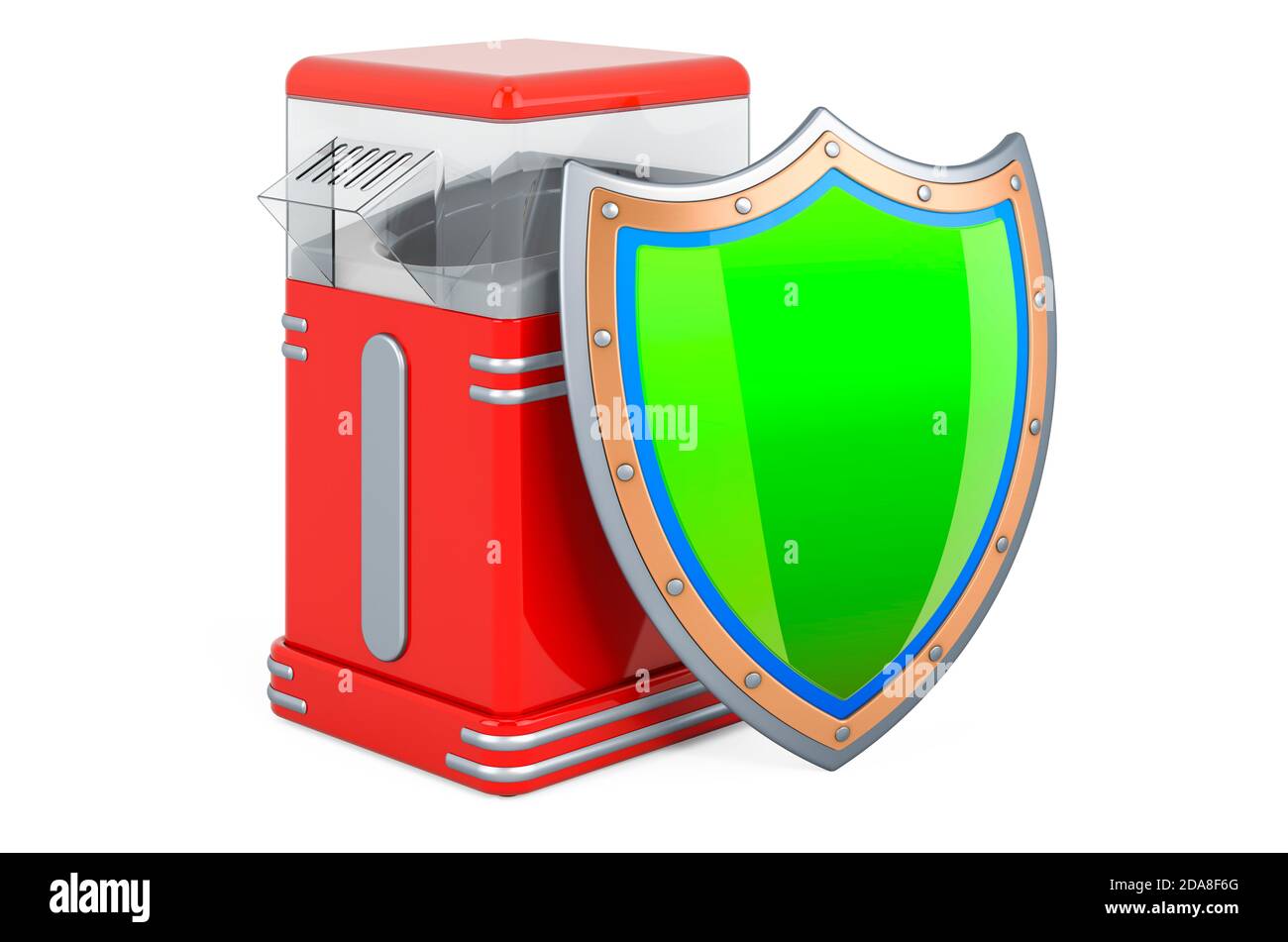 Popcorn machine with shield, 3D rendering isolated on white background ...