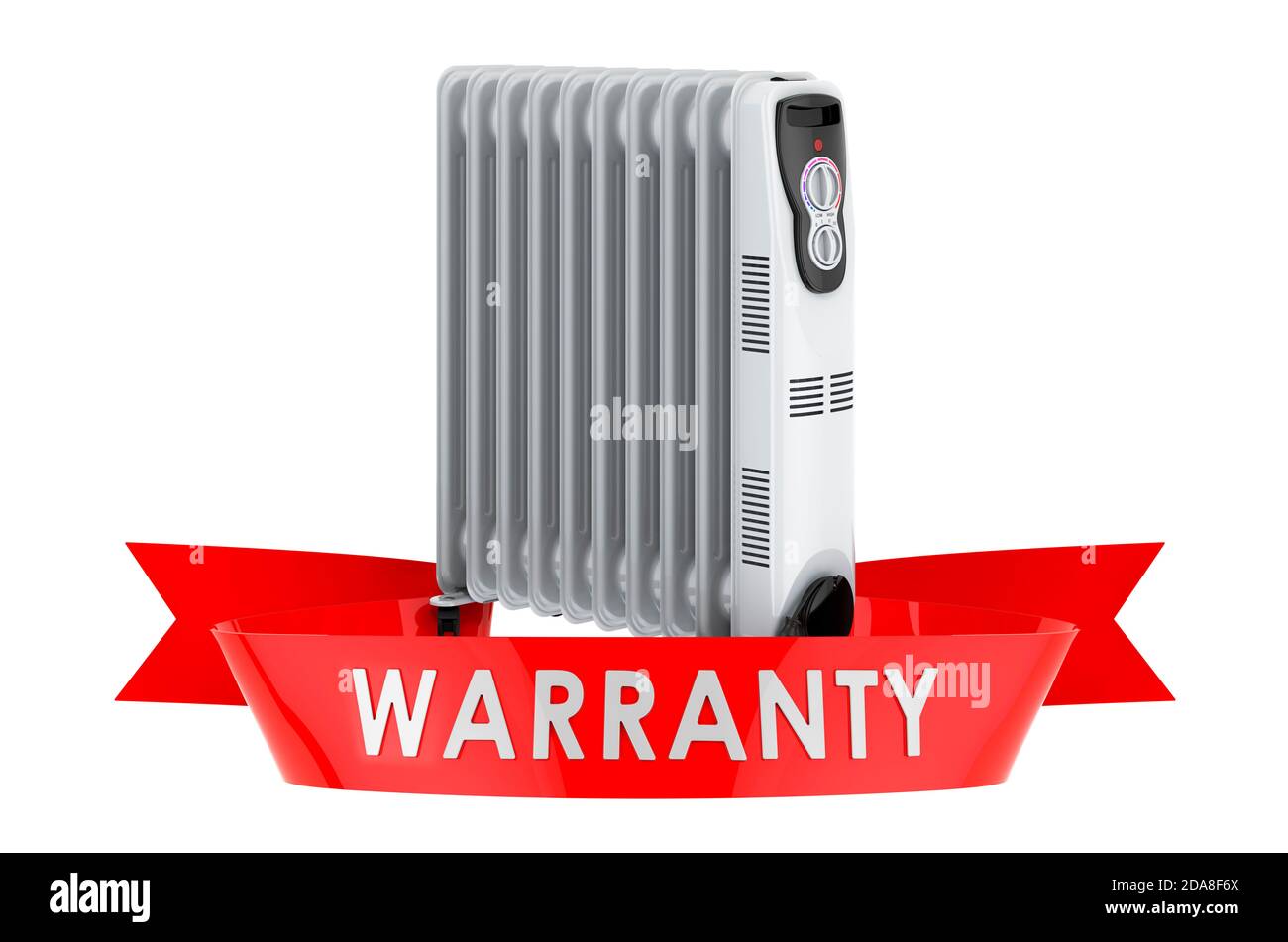 Oilfilled radiator warranty concept. 3D rendering isolated on white