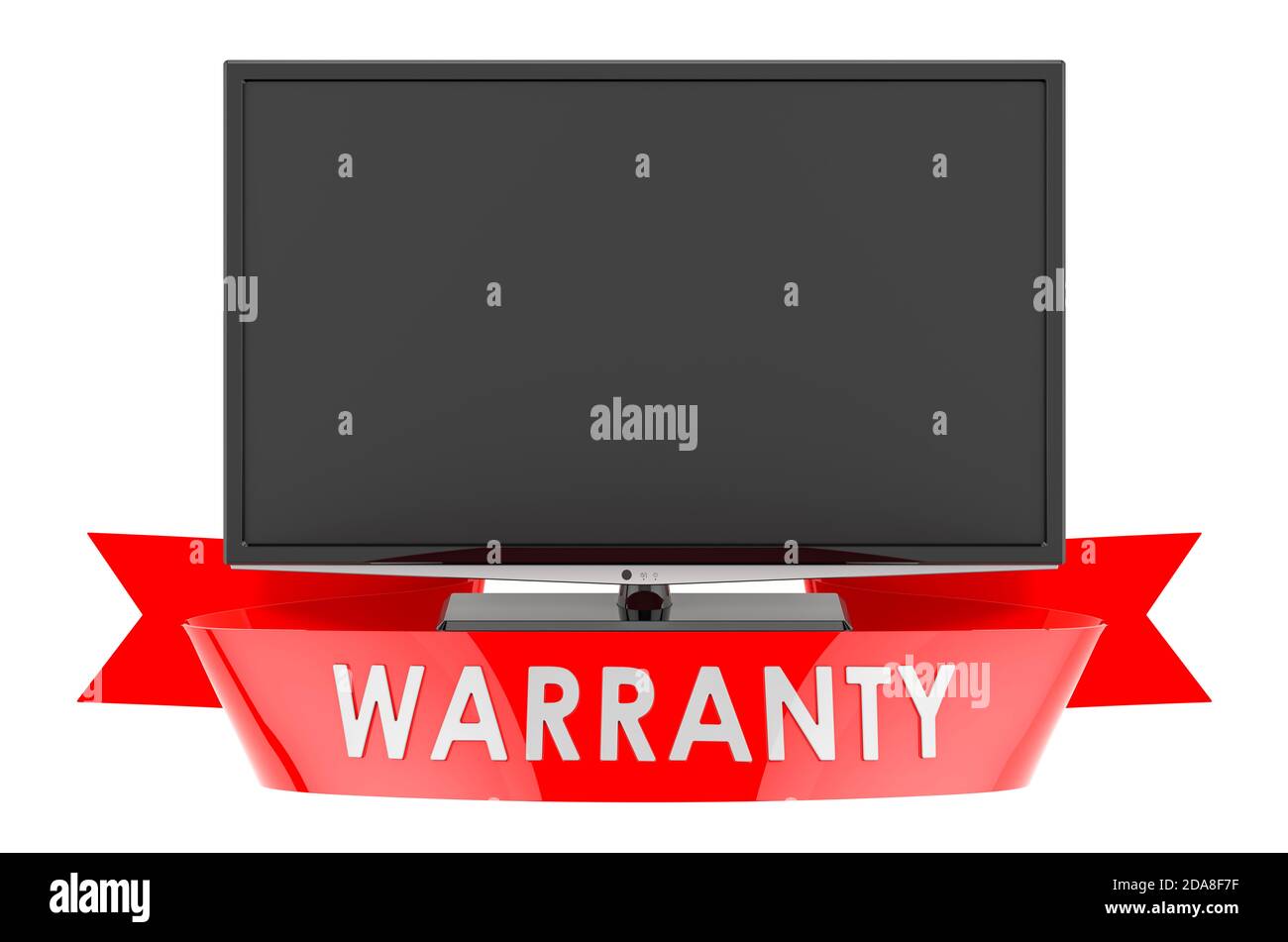 TV set with flat panel warranty concept. 3D rendering isolated on white