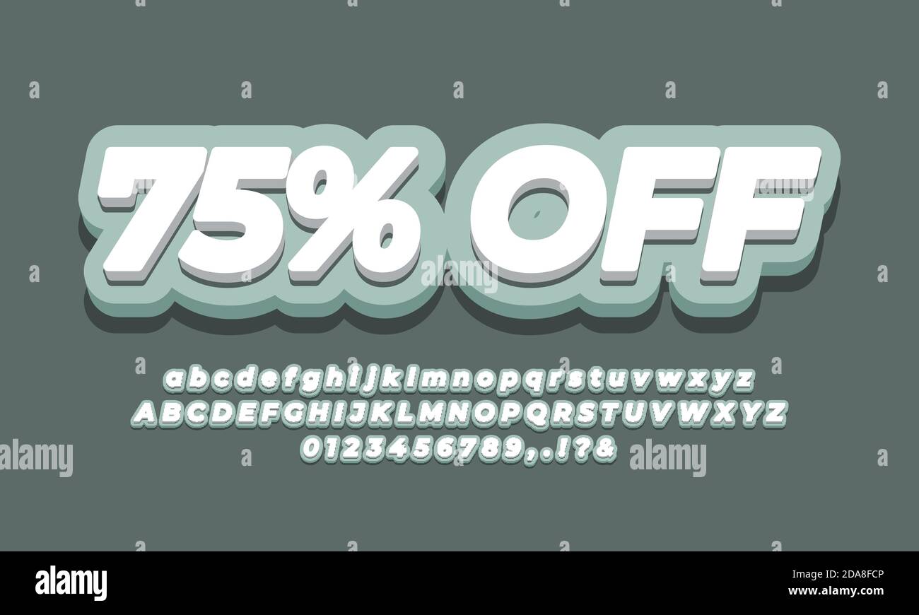 75% off seventy five percent sale discount promotion text  3d soft design Stock Vector