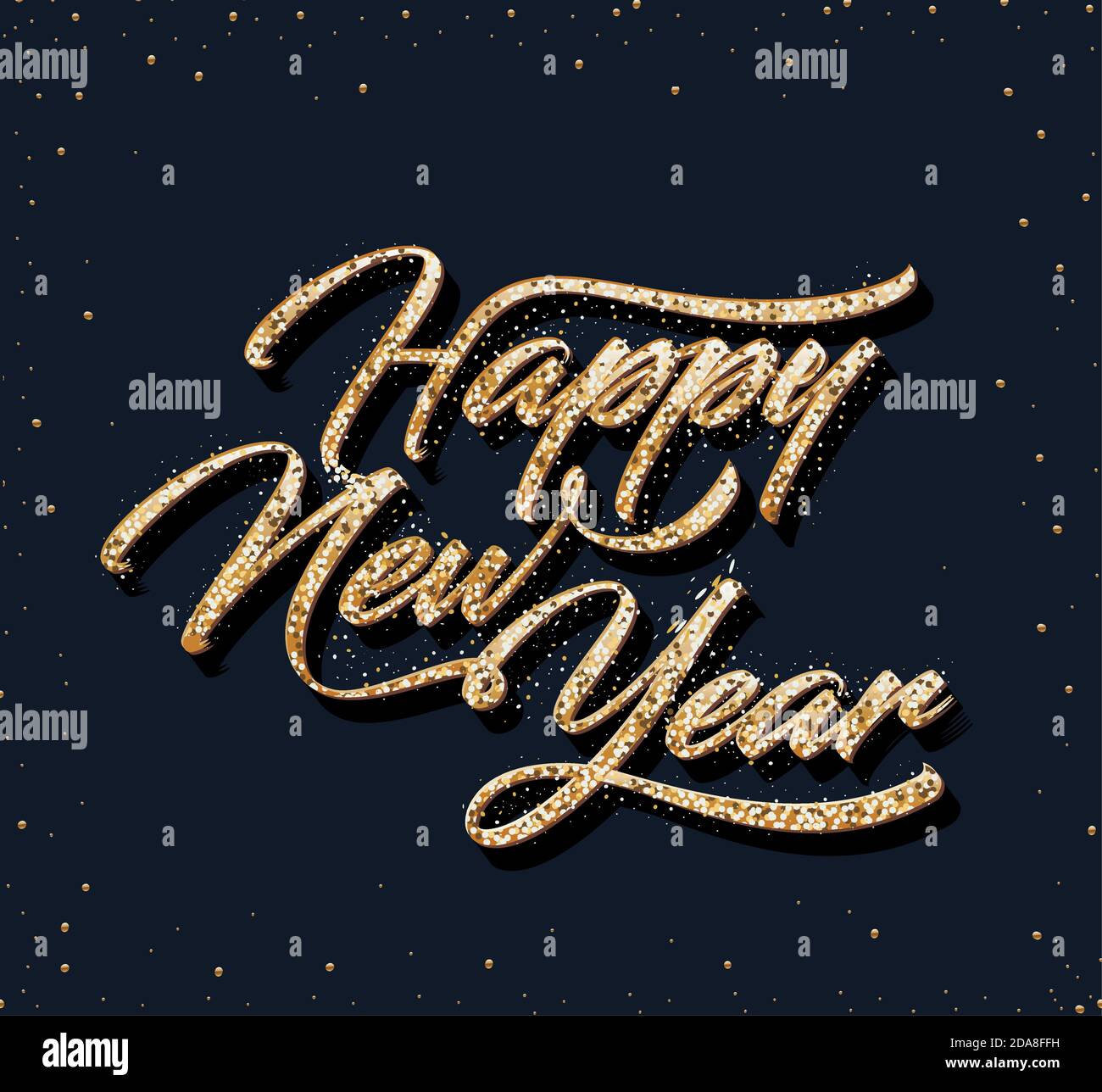 happy new year lettering of golden color on black background Stock ...