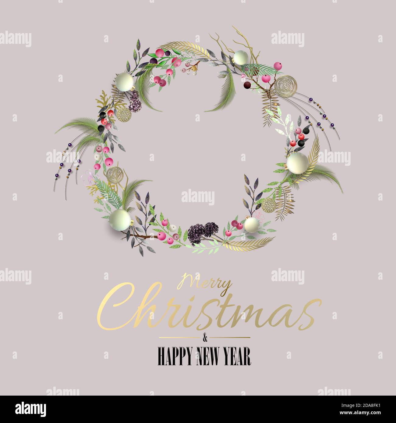 Pastel Bauble Merry Christmas Wreath