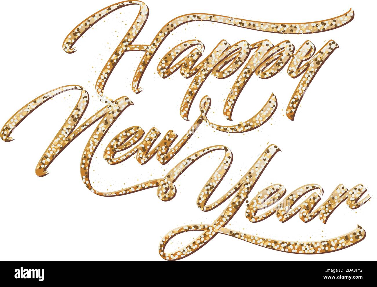 happy new year in golden lettering over withe background Stock Vector ...