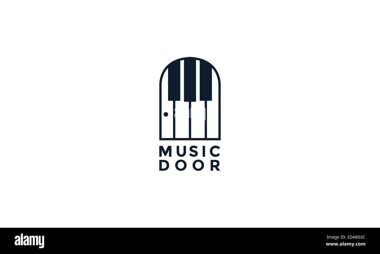 piano with door music logo vector icon illustration design Stock Vector