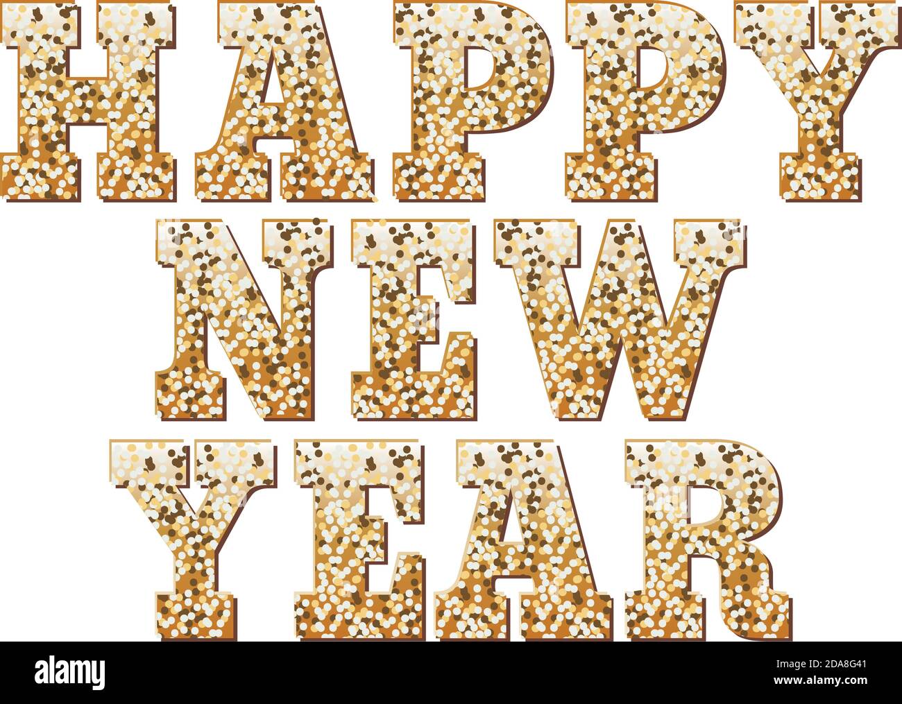 happy new year in gold harvest lettering in white background Stock ...