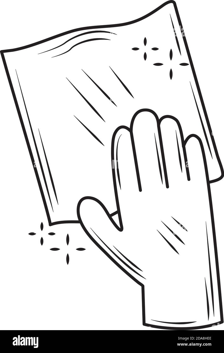 laundry glove and clean cloth vector illustration line style icon Stock