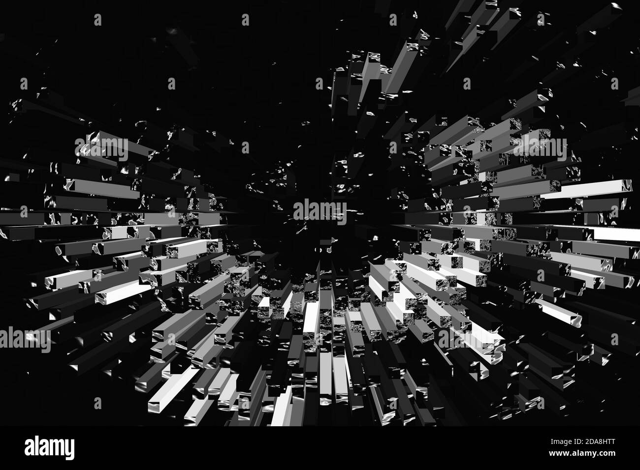 Crew fantasy geometric abstraction of deep dark black and white colors