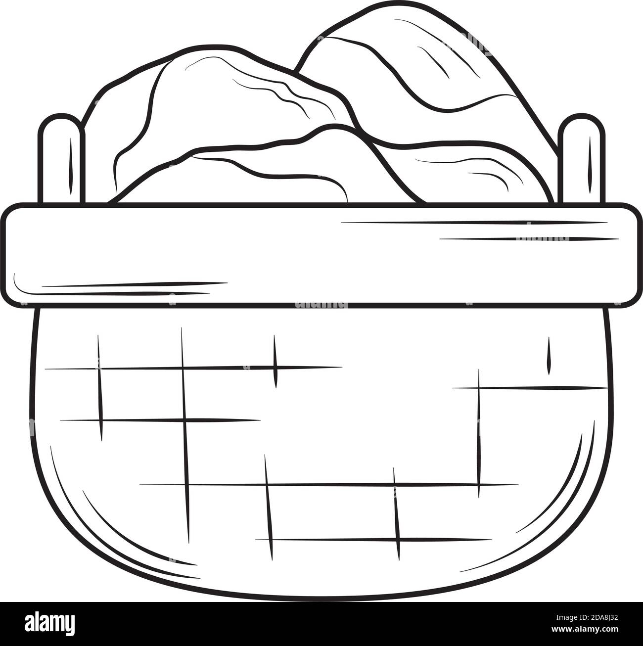 laundry wicker basket with clothes vector illustration line style icon ...