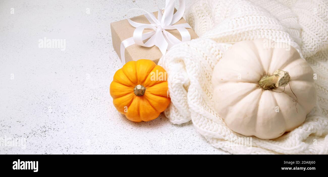 Thanksgiving web banner in cosy rustic style Stock Photo