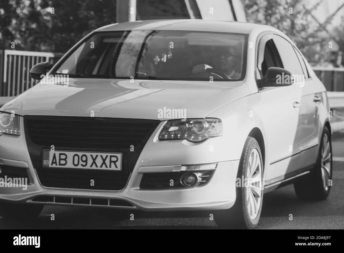 Car front view detail Black and White Stock Photos & Images - Alamy