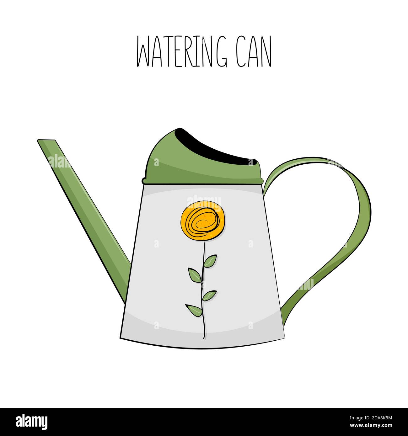 Watering can isolated on white background. Vector illustration. Stock Vector