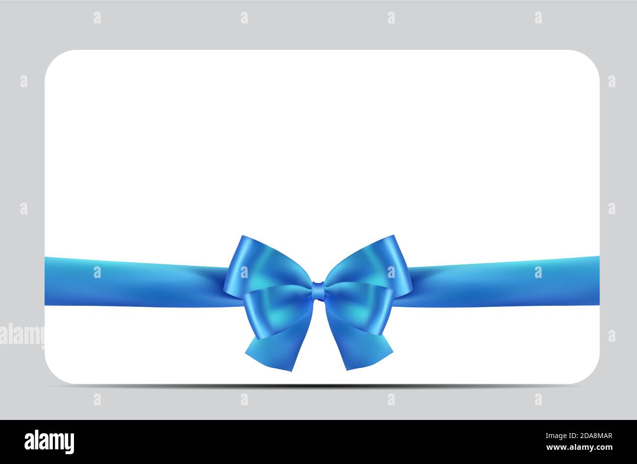 Blank Gift Card Template with Blue Bow and Ribbon. Vector Illustration ...