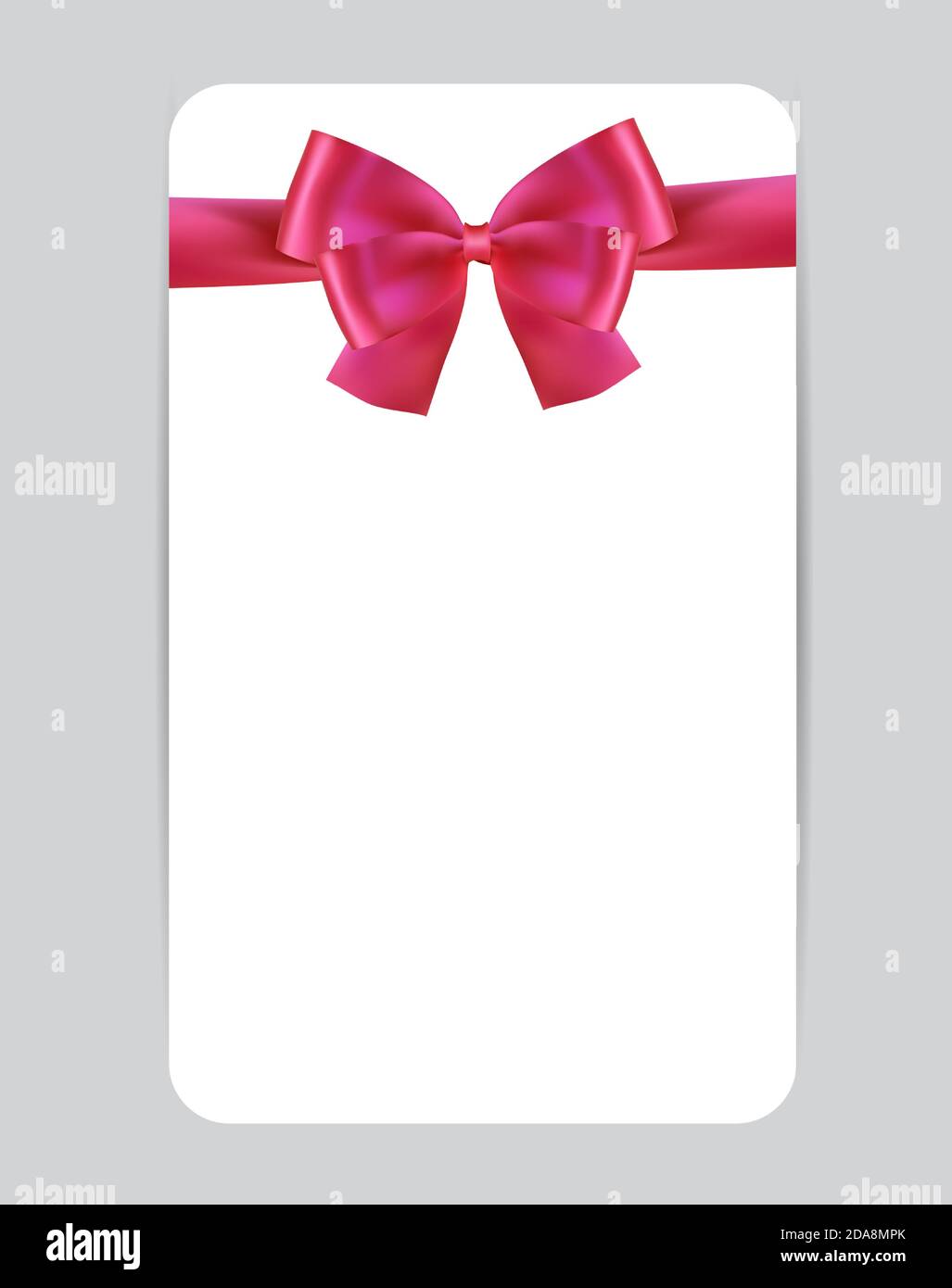 Blank Gift Card Template with Pink Bow and Ribbon. Vector Illustration ...