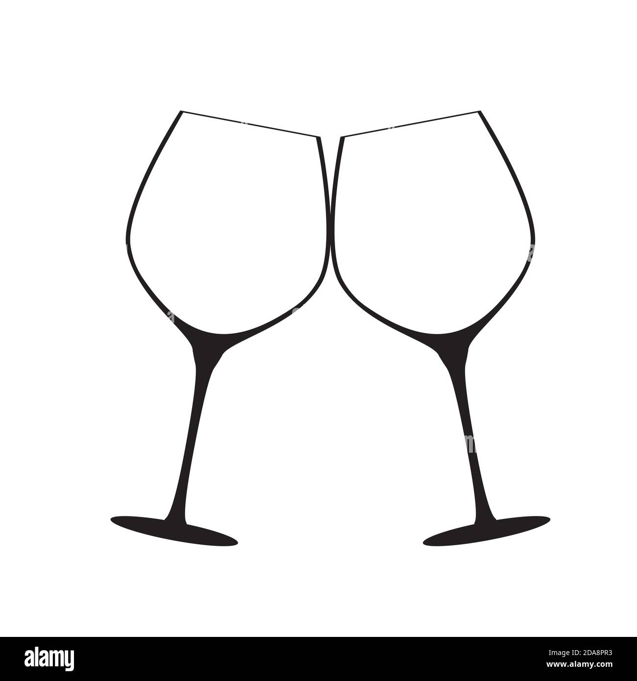 Sparkling Wine Glasses Icon On Transparent Background. Illustration