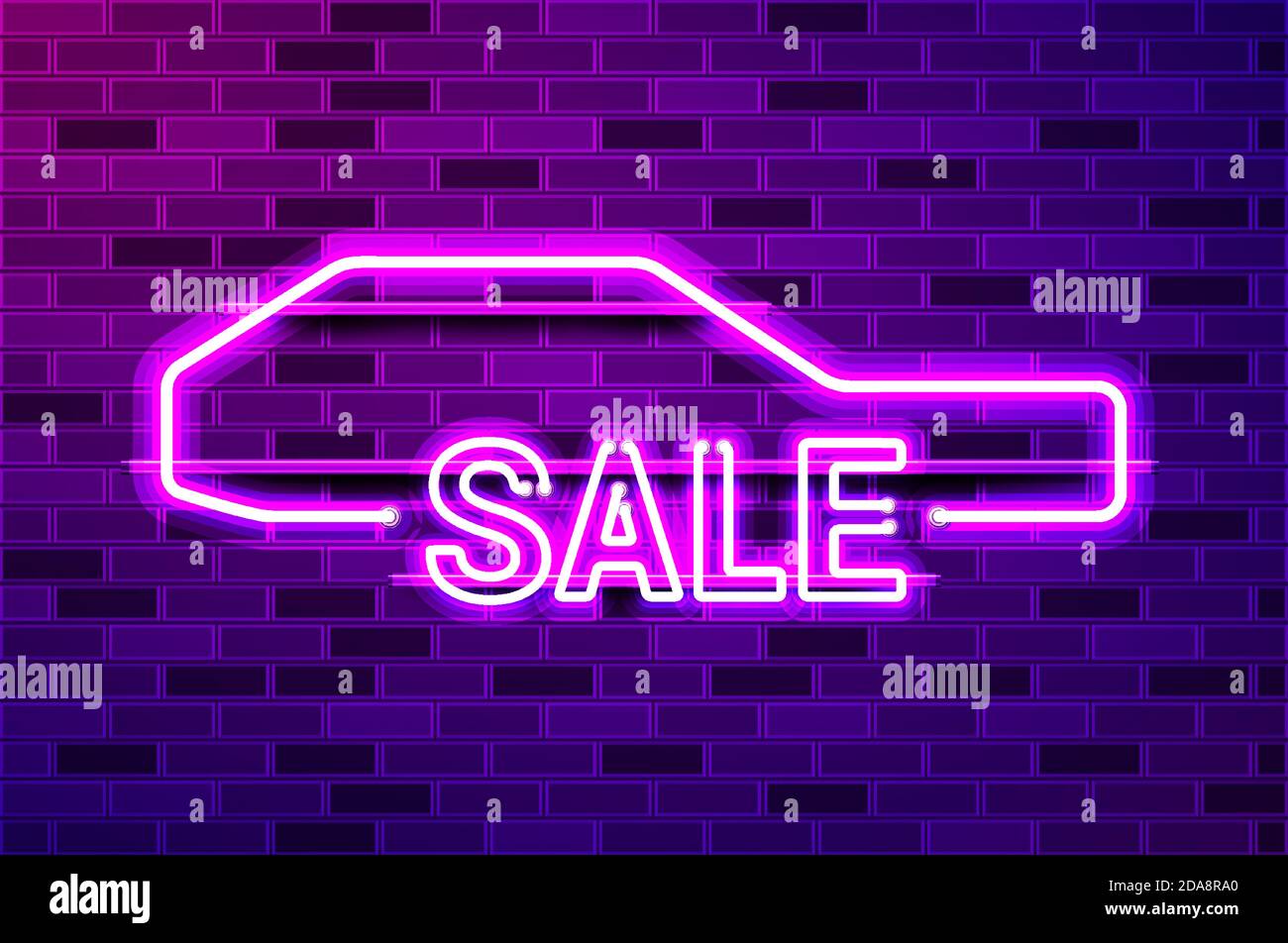Car discount glowing purple neon lamp sign Stock Vector Image & Art Alamy