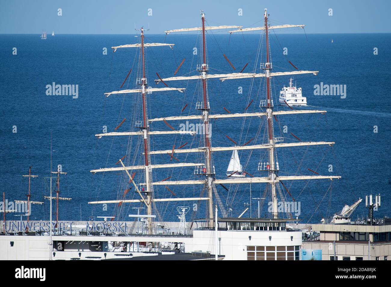 Dar Mlodziezy (Gift of the Youth), Polish full-rigged sailing ship of Gdynia Maritime University. Gdynia, Poland. September 13th 2020 © Wojciech Stroz Stock Photo