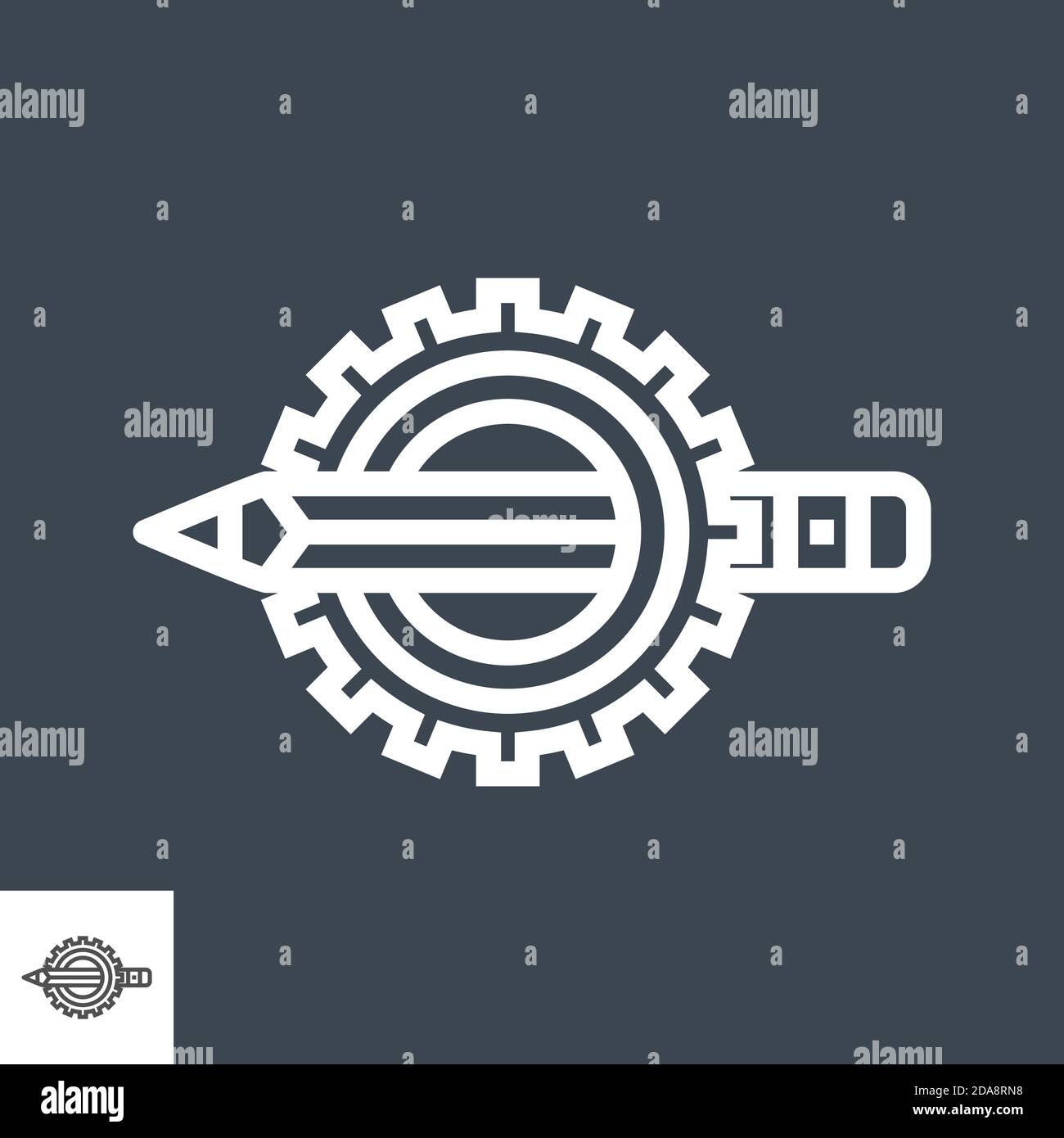 Pensil with gear line icon Stock Vector
