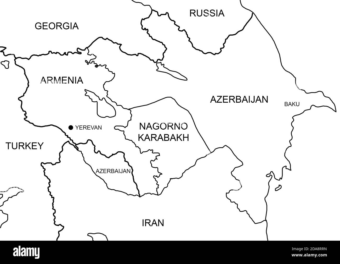 Map view of Azerbaijan and Armenia on a geographical Stock Photo Alamy