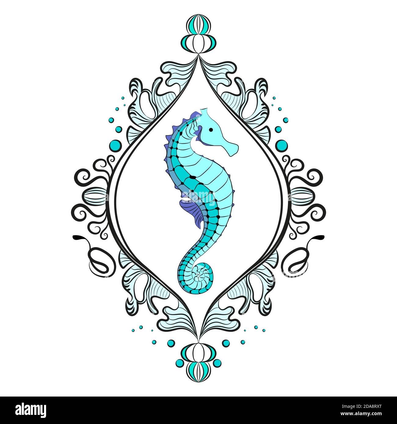 Single framed seahorse. Victorian era, beautiful frame. The composition