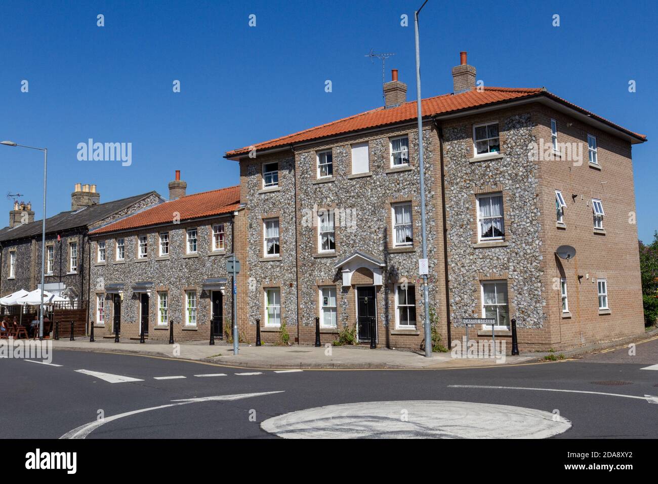General view of beautiful converted houses in Thetford, Norfolk, UK