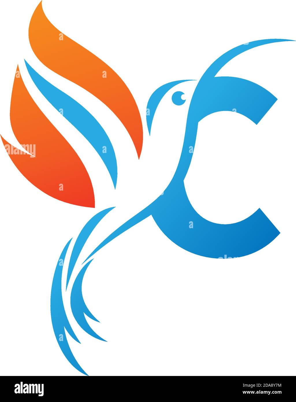 Letter C combined with the fire wing hummingbird icon logo design Stock ...