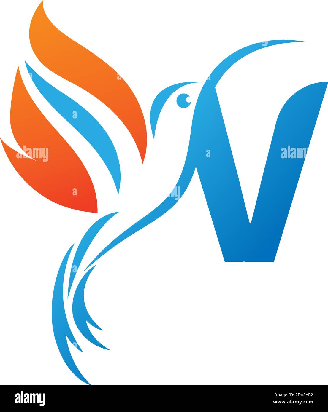 Letter V Combined With The Fire Wing Hummingbird Icon Logo Design Stock Vector Image Art Alamy
